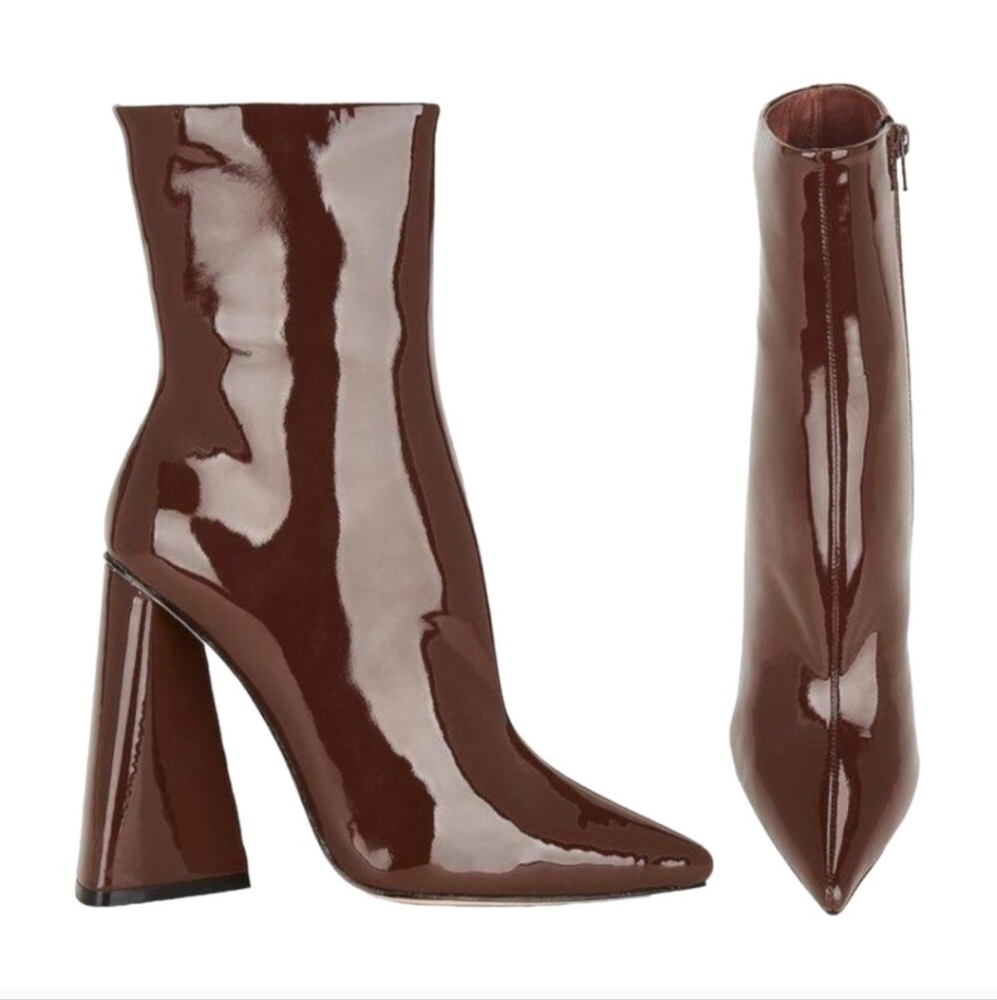 Raye Brown Patent Leather Boots